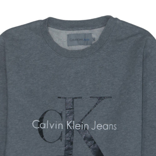 Calvin Klein Jeans Men's Grey Logo Pullover Sweatshirt M