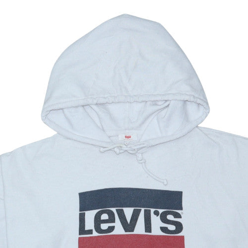 Levi's Women's White Pullover Hoodie Size L Logo Print Cotton Blend