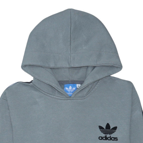 Adidas Men's Grey Pullover Hoodie Small Logo Fleece Sweatshirt