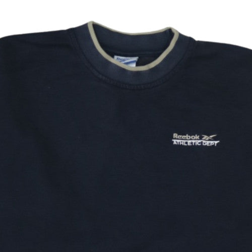 Reebok Mens Navy Blue Athletic Dept Sweatshirt L Pullover Fleece
