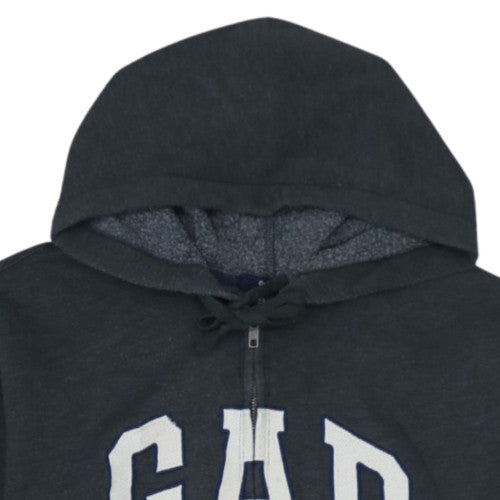 Gap Mens Black Full Zip Hoodie L Fleece Lined Classic Logo Sweatshirt