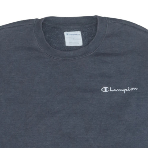Champion Men's Grey Pullover Sweatshirt L Logo Crew Neck