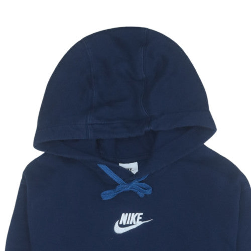 Nike Men's Blue Pullover Hoodie Small Logo Fleece Sweatshirt