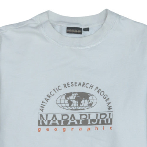 Napapijri Men's White Crew Neck Sweatshirt Size M Regular Fit