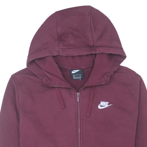 Nike Women's Burgundy Full Zip Hoodie Small Cotton Blend