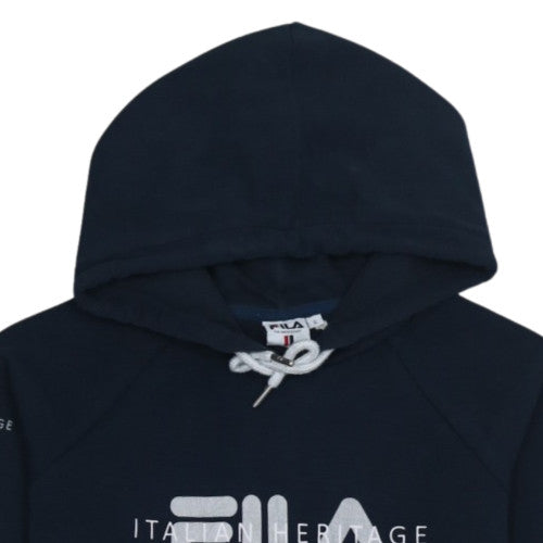 Fila Women’s Navy Blue Pullover Hoodie L Cotton Blend Logo