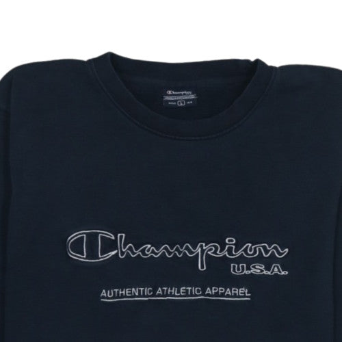 Champion Men's Blue L Pullover Sweatshirt Embroidered Logo Crew Neck