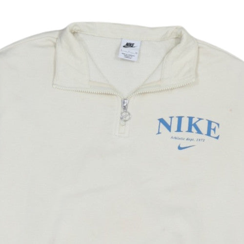Nike Women's Ivory 1/4 Zip Pullover Sweatshirt Small Cotton Blend
