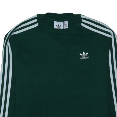 Adidas Mens Green XS Crew Neck Sweatshirt with Logo Stripe Design