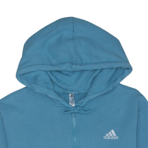 Adidas Womens Blue Full Zip Hoodie Size L Cotton Blend