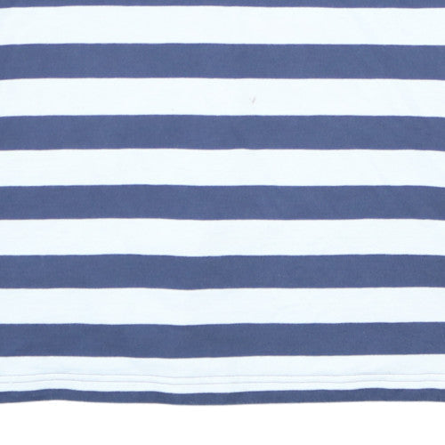 Adidas Mens Blue Striped Collared 1/2 Zip Sweatshirt Size L