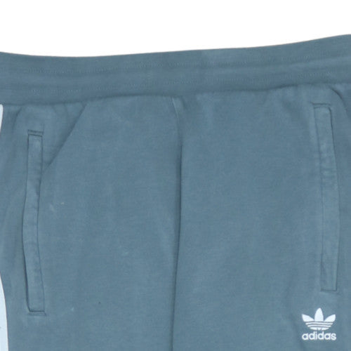 Adidas Men's Blue Sweatpants M Logo Stripe Tapered Fit
