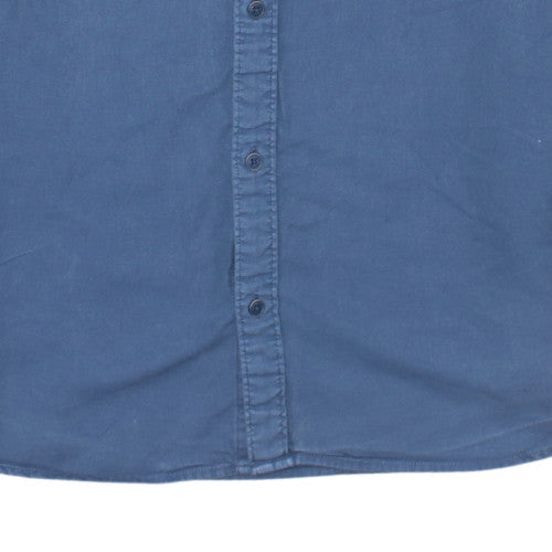 Tommy Jeans Men's Blue Long Sleeve Button-Up Cotton Shirt L