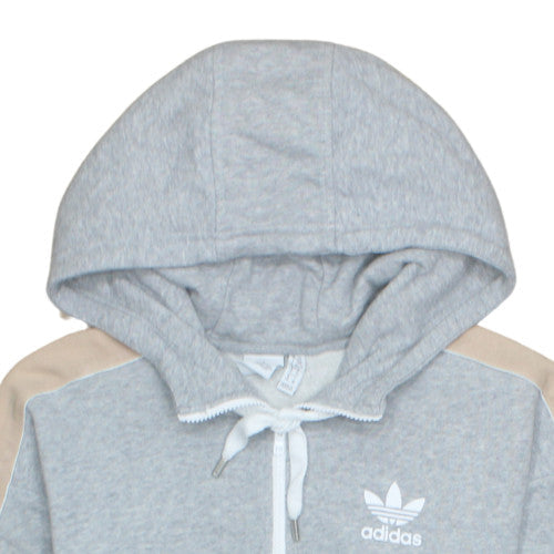 Adidas Women's Grey Beige 1/4 Zip Hooded Pullover XS Sweatshirt