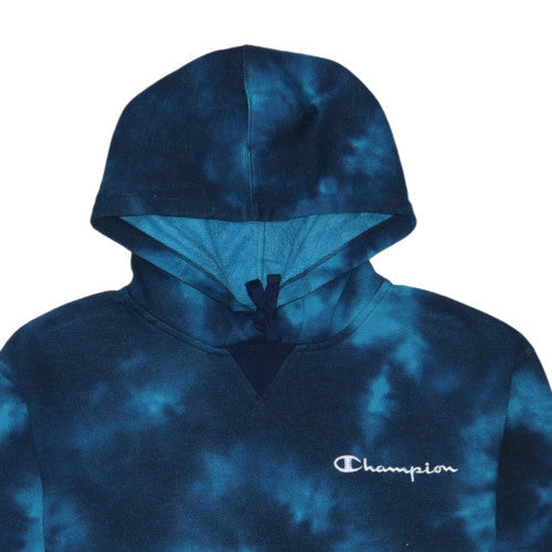Champion Men's Blue Tie-Dye Pullover Hoodie XL Fleece