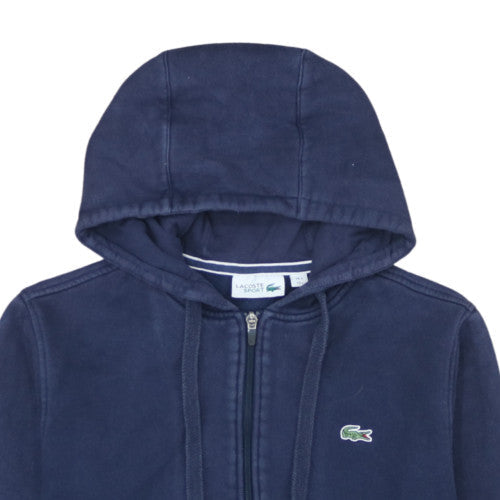 Lacoste Sport Womens Navy Full Zip Hoodie Size L Cotton Blend