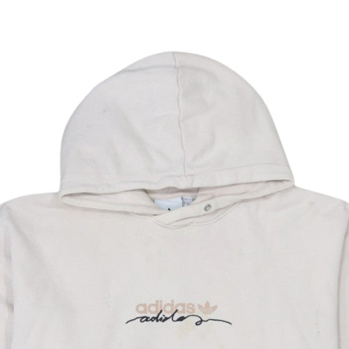 Adidas Women Beige XL Pullover Hoodie Cotton Logo Casual