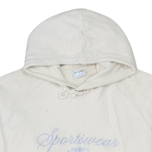 Puma Men's Beige Pullover Hoodie Size S Embroidered Sportswear