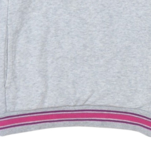 Puma Women's Grey Hoodie M Medium Pink Logo Pullover Casual