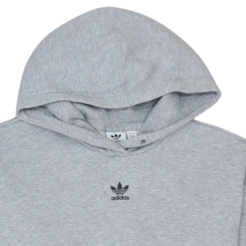 Adidas Women Grey Pullover Hoodie Lined Cotton Blend Size 8