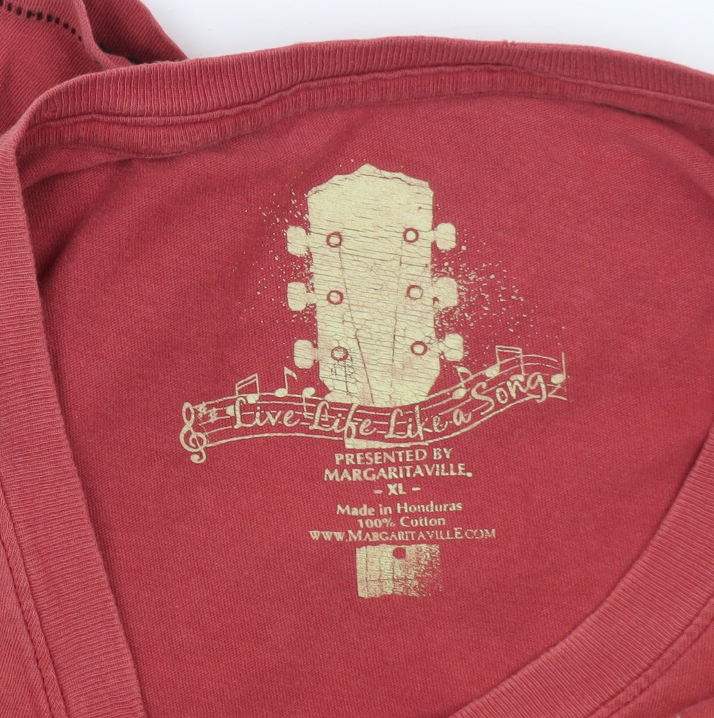 Margaritaville Men's Red XL Graphic Cotton T-Shirt Tropical Beach Style