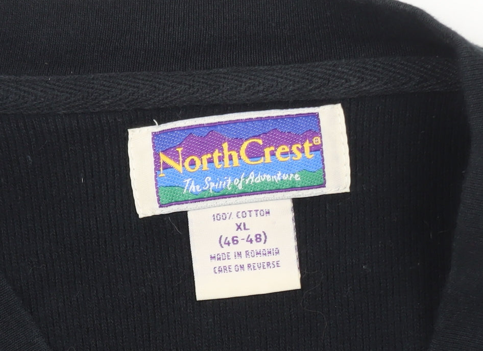 NorthCrest Men's Black XL Cotton V-Neck Pullover Jumper