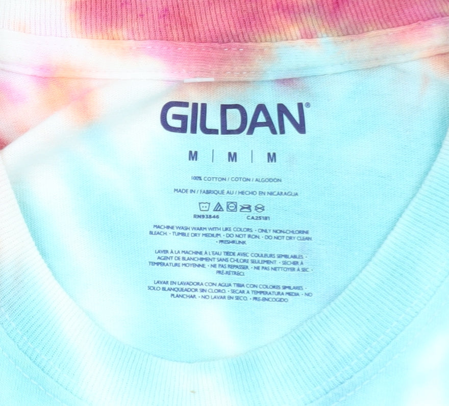 Gildan Men’s Multicoloured Tie-Dye Cotton Crew Neck T-Shirt Size M