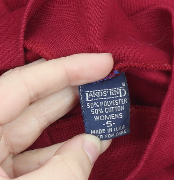 Lands' End Men's Red Mock Neck Long Sleeve Jersey T-Shirt XS