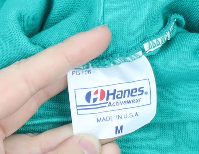 Hanes Women's Green Roll Neck Long Sleeve Cotton Jersey Top M
