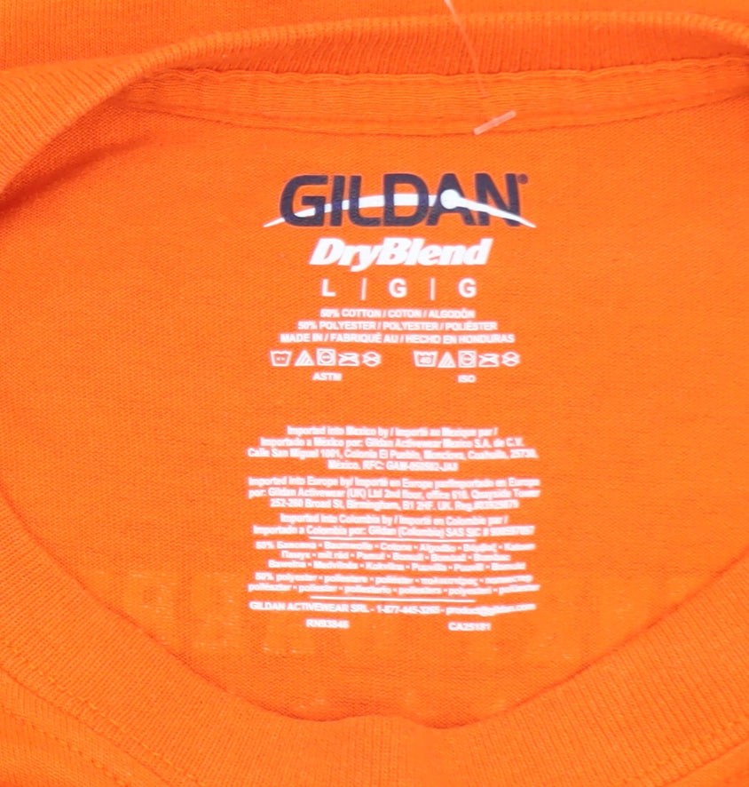 Gildan Men’s Orange Long Sleeve McHenry Playoffs Graphic T-Shirt L