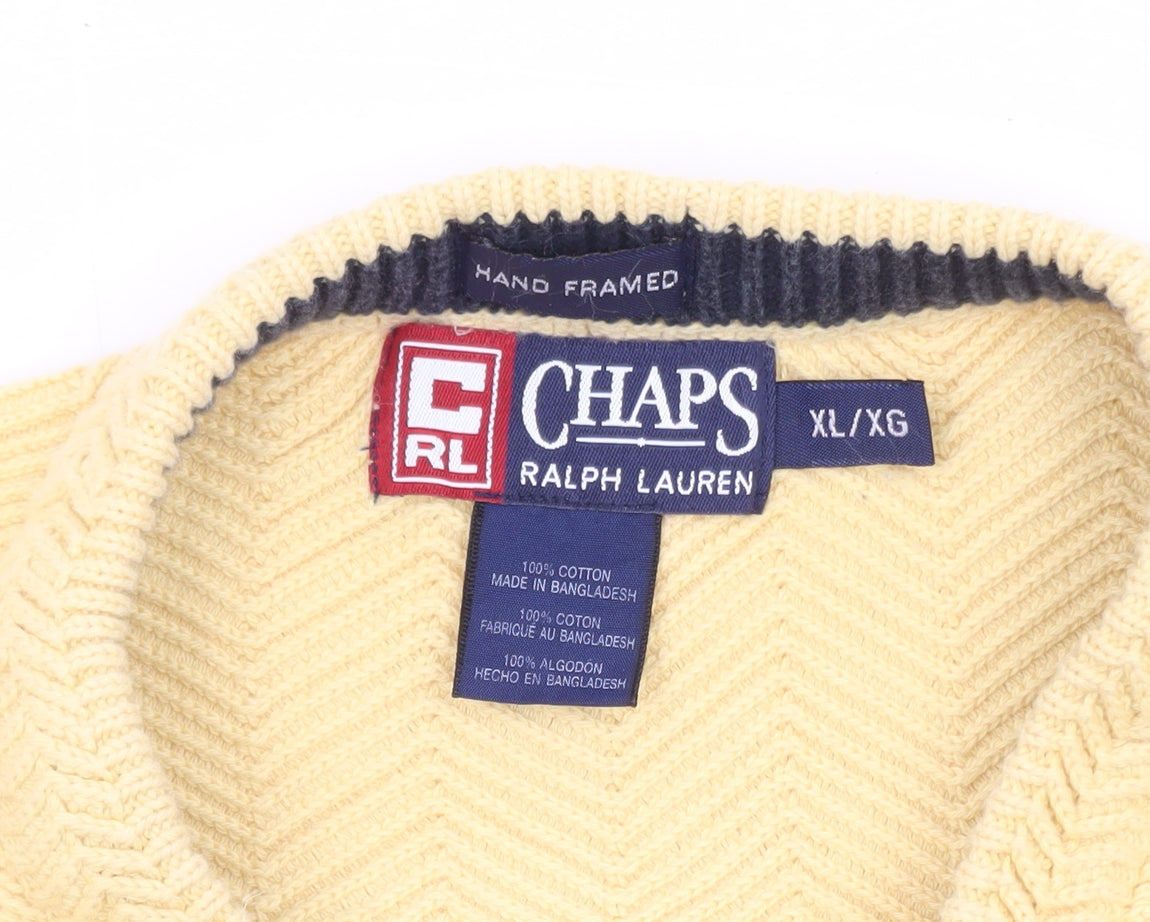 Chaps Ralph Lauren Men's Yellow XL Cotton Crew Neck Jumper