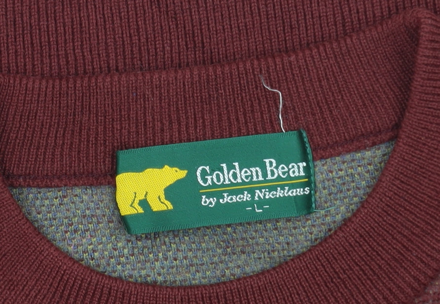 Golden Bear Men’s Red Wool Animal Knit Pullover Jumper L