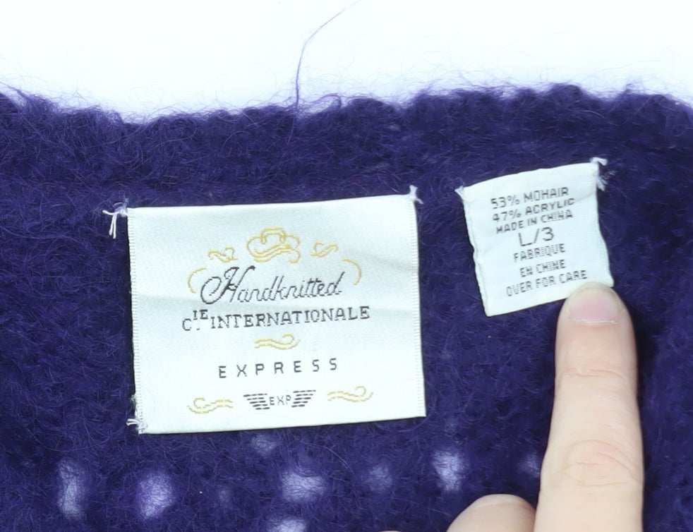 Cie Internationale Express Purple Mohair Blend Women's Large Handknit Jumper