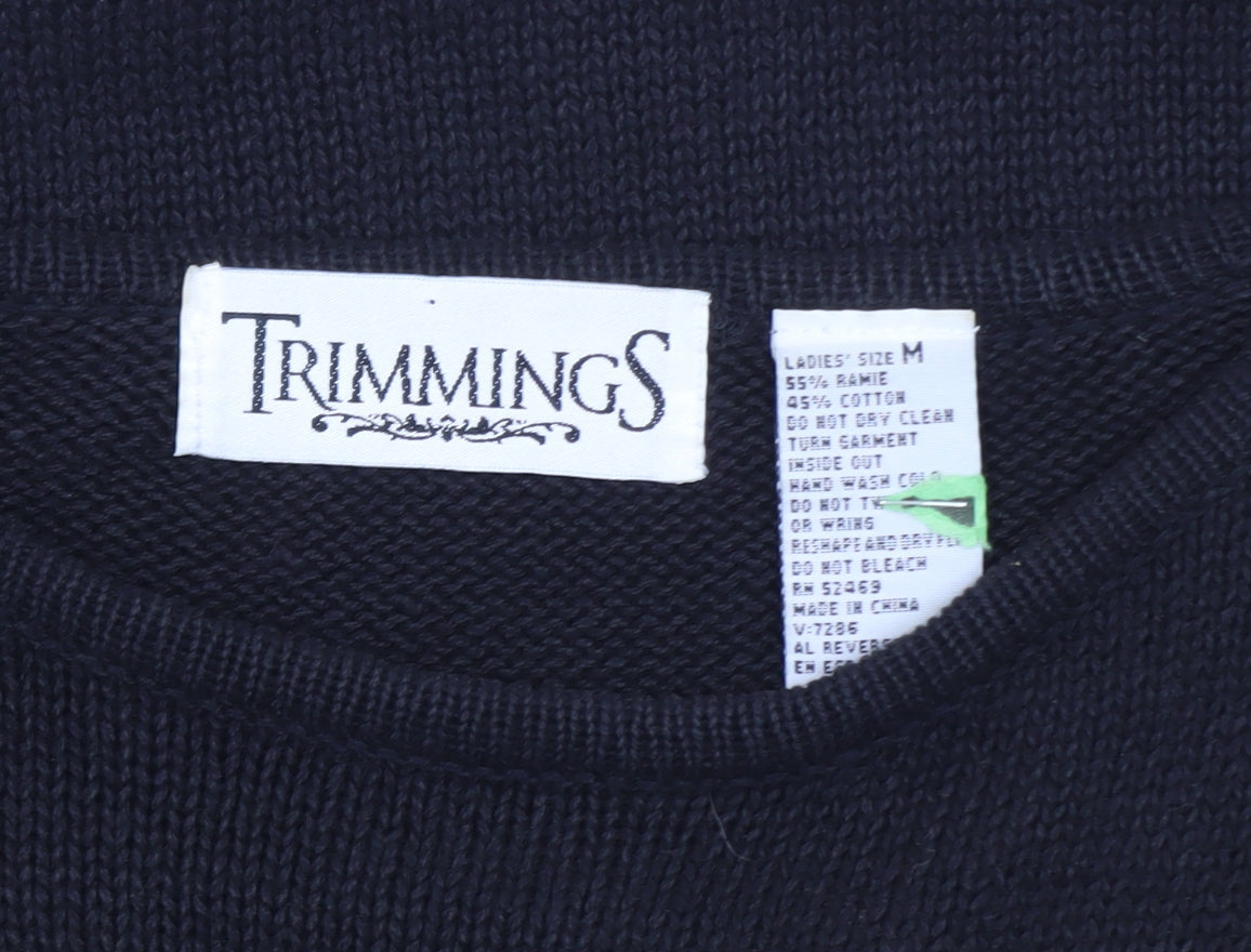 Trimmings Women's Black Sequin Embellished Knit Jumper Medium