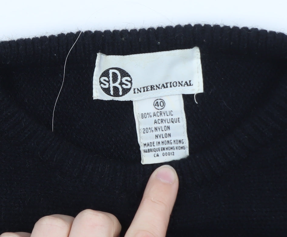SRS International Women Black Gold Bow Pullover Jumper Size 12