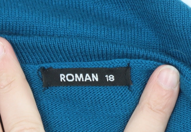 Roman Women’s Blue Colourblock Roll Neck Jumper Dress Size 18