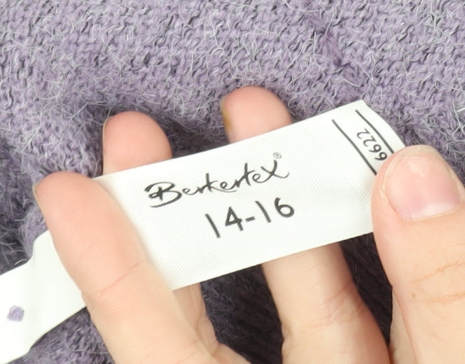 Berkertex Women Purple Floral Embroidered Cardigan Size 14-16