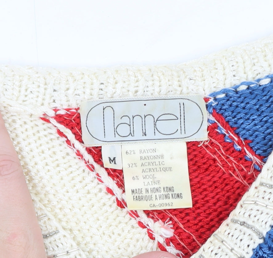 Nannell Women's Multicoloured 80s Sequin Knit Pullover Jumper M