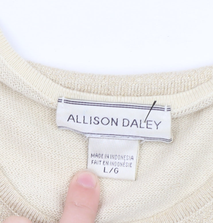 Allison Daley Women's Beige Knit Pullover Jumper L Scoop Neck