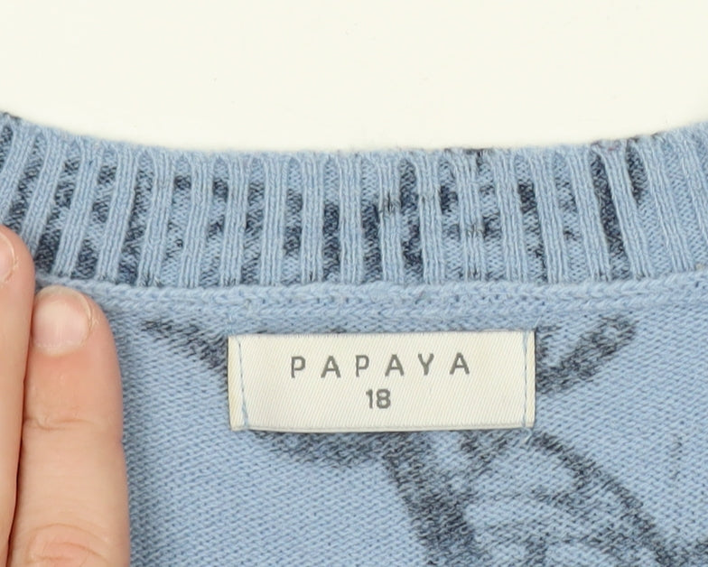 Papaya Women’s Blue Butterfly Print Pullover Jumper Size 18