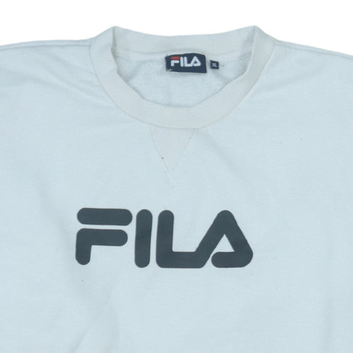 Fila Men's White XL Pullover Crew Neck Logo Sweatshirt
