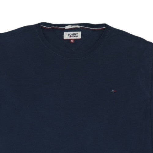 Tommy Jeans Men's Navy Slim Fit Long Sleeve Cotton T-Shirt XL