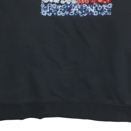 Tommy Jeans Womens Black Medium Sweatshirt Floral Logo Pullover