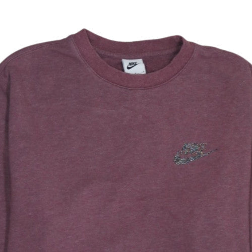 Nike Womens Burgundy Cotton Blend Crew Neck Pullover Sweatshirt M