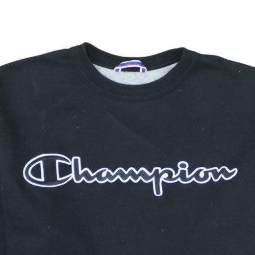 Champion Men's Black Small Crew Neck Logo Pullover Sweatshirt