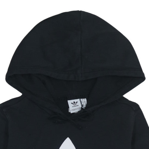 Adidas Womens Black Small Trefoil Pullover Hoodie Sweatshirt