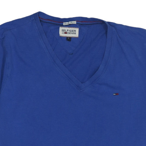 Hilfiger Denim Men's Blue V-Neck Short Sleeve T-Shirt Size L