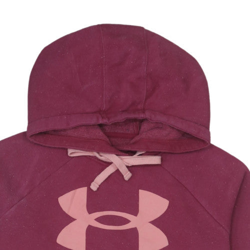 Under Armour Girls Purple Pullover Hoodie Small Fleece Logo Sweatshirt