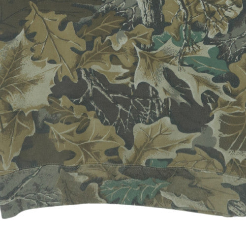 Jerzees Mens Green Camouflage Pullover Sweatshirt L Outdoor Fleece