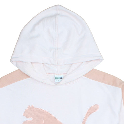 Puma Womens White & Pink Hooded Pullover Sweatshirt Size 14